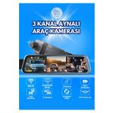 BEKAZE UNİVERSAL 10" UYUMLU ARAÇ KAMERASI – TAM EKRAN DOKUNMATİK, 1080P 3 KAMERALI DİKİZ AYNASI