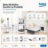 Beko 5’i 1 Arada Premium Mutfak Seti | Blender Seti, Çay Makinesi, Tost Makinesi ve Türk Kahve Makinesi | Çeyiz Paketi - Beyaz