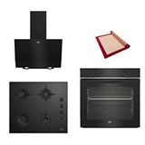 Beko New Black Star 3 Lü Ankastre Set ( Bfc 210 S - Bocd T 6011 Es - Bde 6050 S ) - Silikon Yanmaz Yapışmaz Pişirme Matı Ile Birlikte Siyah