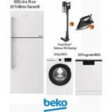 Beko Premium Çeyiz Paketi | 509 Litre No-Frost Buzdolabı +10 Program Wifi Bulaşık Makinesi + Hediye Süpürge & Buharlı Ütü - gellsşiisü02001