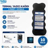 Beko X30 Tr - 300 Tr - 220 Tr - 400 Tr Yazarkasa Termal Pos Rulosu ( 1 Paket - 10 Adet ) - Beyaz