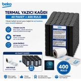 Beko X30 Tr - 300 Tr - 220 Tr - 400 Tr Yazarkasa Termal Pos Rulosu ( 40 Paket - 400 Adet )