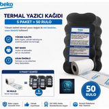 Beko X30 Tr - 300 Tr - 220 Tr - 400 Tr Yazarkasa Termal Pos Rulosu ( 5 Paket - 50 Adet )