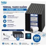 Beko X30 Tr - 300 Tr - 220 Tr - 400 Tr Yazarkasa Termal Pos Rulosu ( 80 Paket - 800 Adet )