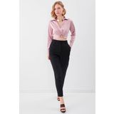 Bel Kısmı Detaylı Crop Saten Bluz