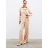 Bel Lastikli Desenli Pantolon - Camel