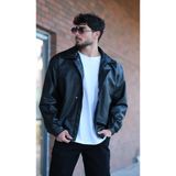 Bel Lastikli Oversize Suni Deri Mont Bl 1731_50379 - Siyah
