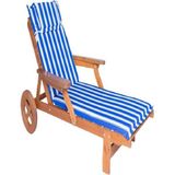 Belde Akrilik Yastıklı Şezlong Minderi Mavi/beyaz - 7528 - 77528