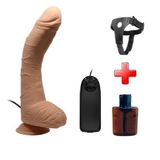 Belden Bağlamalı 28 cm Titreşimli Gerçekçi Kalın Dildo Penis - Alex - BDM1248B