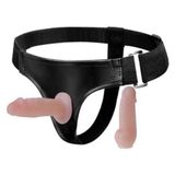 Belden Bağlamalı İçi Dolu Çift Strapon Penis - B1221