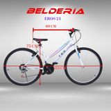 Belderia Bisiklet Vision Tec Eros 24" Jant 21 Vites Kadın Dağ Bisikleti Beyaz - Pembe & Vitesli Bisiklet - Pembe - Beyaz