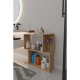 Belek 2 Raflı Banyo Rafı Çok Amaçlı Kitaplık Rafı Dekoratif Raf Meşe
