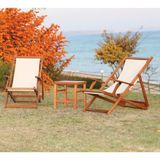 Belek Kademeli Ahşap Şezlong - Terleme Yapmayan Delikli Pvc Kumaş