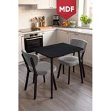 Belek Serisi Mdf Sabit 60X90 Siyah Mermer Desen Mutfak Masası Takımı 2 Adet Sandalye