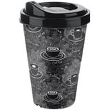 Beleşe Plastik Kahve Bardağı Dekoratif Unisex Termos Mug Piknik Ev İş Okul Desenli Coffee Cup 400ml Renkli (Coffee Lovers, 1)
