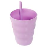 beleşe Unisex Oyuncak Pipetli Bardak BPA FREE Çerezlik Oyun Bardağı Renkli Meşrubat Bardağı 300ml Çocuk Bebek Meyve Suyu Kabı Tombul Bardak (Lila)