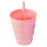 beleşe Unisex Oyuncak Pipetli Bardak BPA FREE Çerezlik Oyun Bardağı Renkli Meşrubat Bardağı 300ml Çocuk Bebek Meyve Suyu Kabı Tombul Bardak (Pembe)
