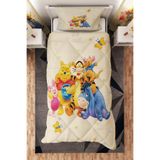 BelezaHome Sarı Mavi Winnie The Pooh Desenli Tek Kişilik Çocuk Yorganı Uyku Seti
