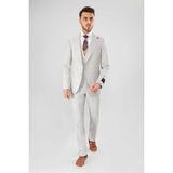 Belfor Slim Fit Karelı Yeleklı Takım Elbıse Gri - 58