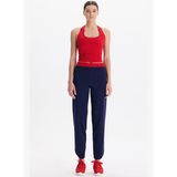 Beli Çift Renk Kemerli Hafif Dokulu Rahat Pantolon Oxford Blue Kemer Rengi Goji Berry