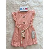 Beli Hasır Ip Bağlamalı Elbise - Coral - 18 - 24 Ay