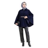 Beli Kemerli Kaşe Panço-LACİVERT