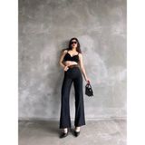Beli Kemerli Keten Pantolon - Siyah - L/29