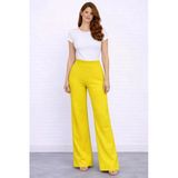 Beli Lastikli Bol Paça Polyester Pantolon - Sarı