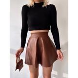 Beli Lastikli Deri Etek Kahve S24599