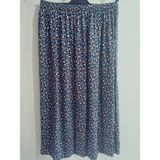 Beli Lastikli Desenli Viskon Basma Kumaş Maxi Boy Anne Etek 36-48BEDEN - Mavi-158590