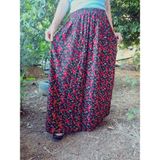 Beli Lastikli Desenli Viskon Basma Kumaş Maxi Boy Anne ETEK38BEDEN 100KILO - Kırmızı-158795 - Standart
