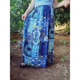 Beli Lastikli Desenli Viskon Basma Kumaş Maxi Boy Anne ETEK38BEDEN 100KILO - Mavi-153881 - Standart