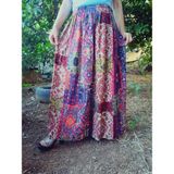 Beli Lastikli Desenli Viskon Basma Kumaş Maxi Boy Anne ETEK38BEDEN 100KILO - Pembe - Açık Gri - Standart