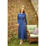 Beli Lastikli Indigo Elbise - XL - İndigo