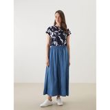 Beli Lastikli Kadın Jean Etek (S5) - 46 - Mid Blue Washed - Dropsuz