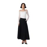Beli Lastikli Pileli Basic Midi Etek Bej