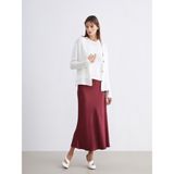 Beli Lastikli Puantiyeli Saten Etek - Bordo - 38