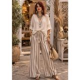 Beli Lastikli Saten Pantolon - Bej - Kahverengi - Standart