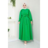 Beli Lastikli Terikoton Elbise 2683 - 38 - Benetton Yeşili