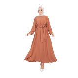 Beli lastikli terikoton elbise 2683 (Kiremit, 40)