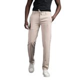 Beli Lastikli Ve İplikli Likralı Slimfit Yazlık Kumaş Jogger Pantolon KREM 48