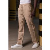Beli Lastikli Ve İplikli%100 Linen Kumaş Orjinal Keten Bol Paça İnce Yazlık Baggy Pantolon AÇIK KAHVE 48
