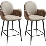Beliani Amıty Taupe Kumaş 2'li Bar Sandalyesi Seti, Retro Stil, 66 cm Oturum, Su Itici Kumaş - Kahverengi