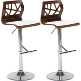 Beliani Petersburg Döner Bar Sandalyesi 2'li Set, 62–82 cm Ayarlı, Suni Deri, Ahşap Sırtlık - Kahverengi