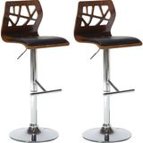 Beliani Petersburg Döner Bar Sandalyesi 2'li Set, 62–82 cm Ayarlı, Suni Deri, Ahşap Sırtlık - Siyah