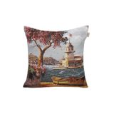 Believe KIZ KULESİ JAKARLI DOKUMA GOBLEN DEKORATİF İSTANBUL MANZARALI KIRLENT 45*45