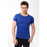 Belifanti Collection Erkek Slim Fit Basic Bisiklet Yaka Kısa Kollu T-Shirt Tişört Saks Mavisi - XL