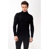 Belifanti Collection Erkek Slim Fit Siyah Kazak Uzun Kol Boğazlı Yaka Düz Desen