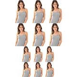 Belifanti Collection Kadın Gri Ip Askılı Pamuklu Atlet 12'li Set - 2XL