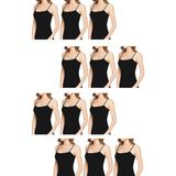 Belifanti Collection Kadın Siyah Ip Askılı Pamuklu Atlet 12'li Set